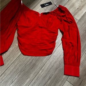 Lulu's Vibrant Red Off-Shoulder Blouse